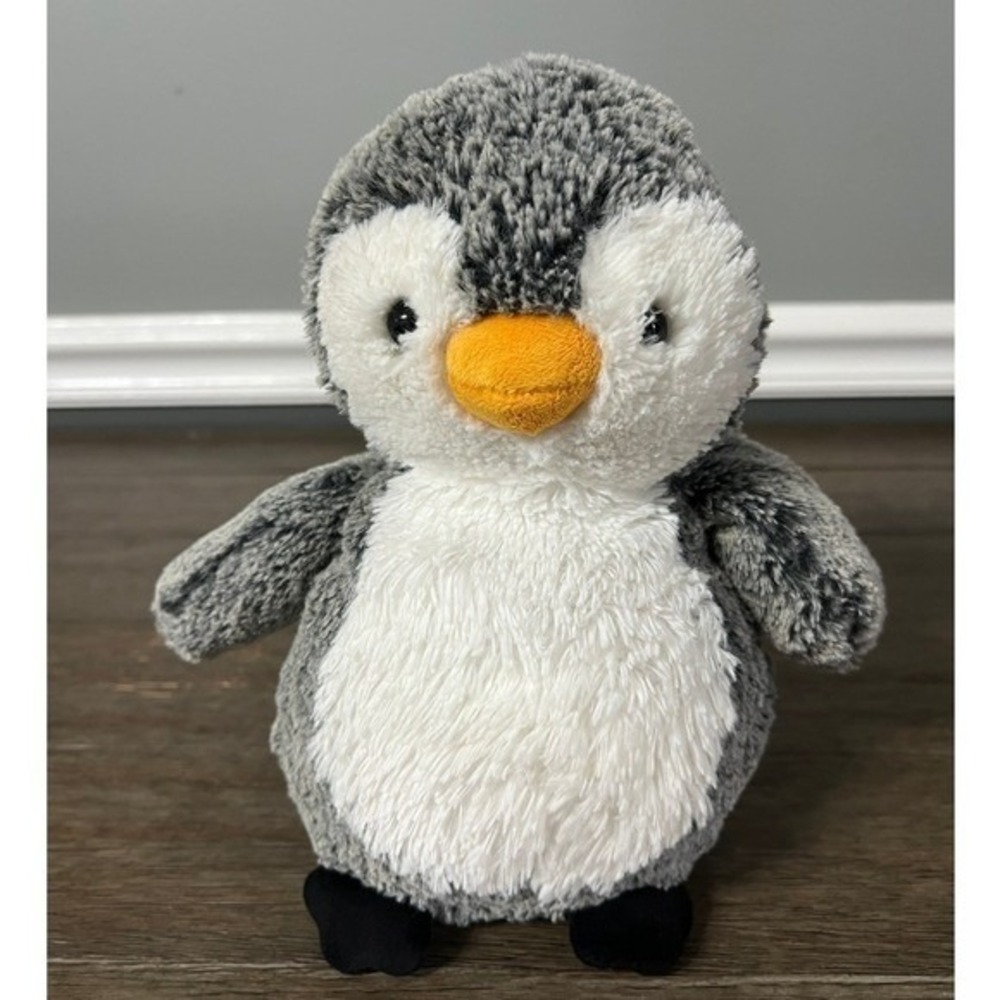 Aurora Frosted Grey White Pom‎ Pom Penguin Plush Stuffed Animal Toy